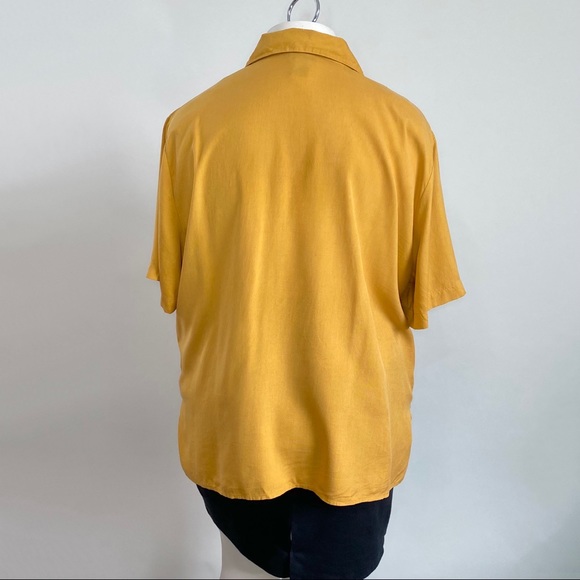 Vintage 90s Y2K mustard marigold silk blouse 1X - Picture 7 of 9